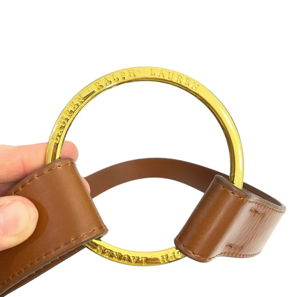 Ralph Lauren O-Ring Equestrian Leather‎ Statement Belt Size 12 Brown
